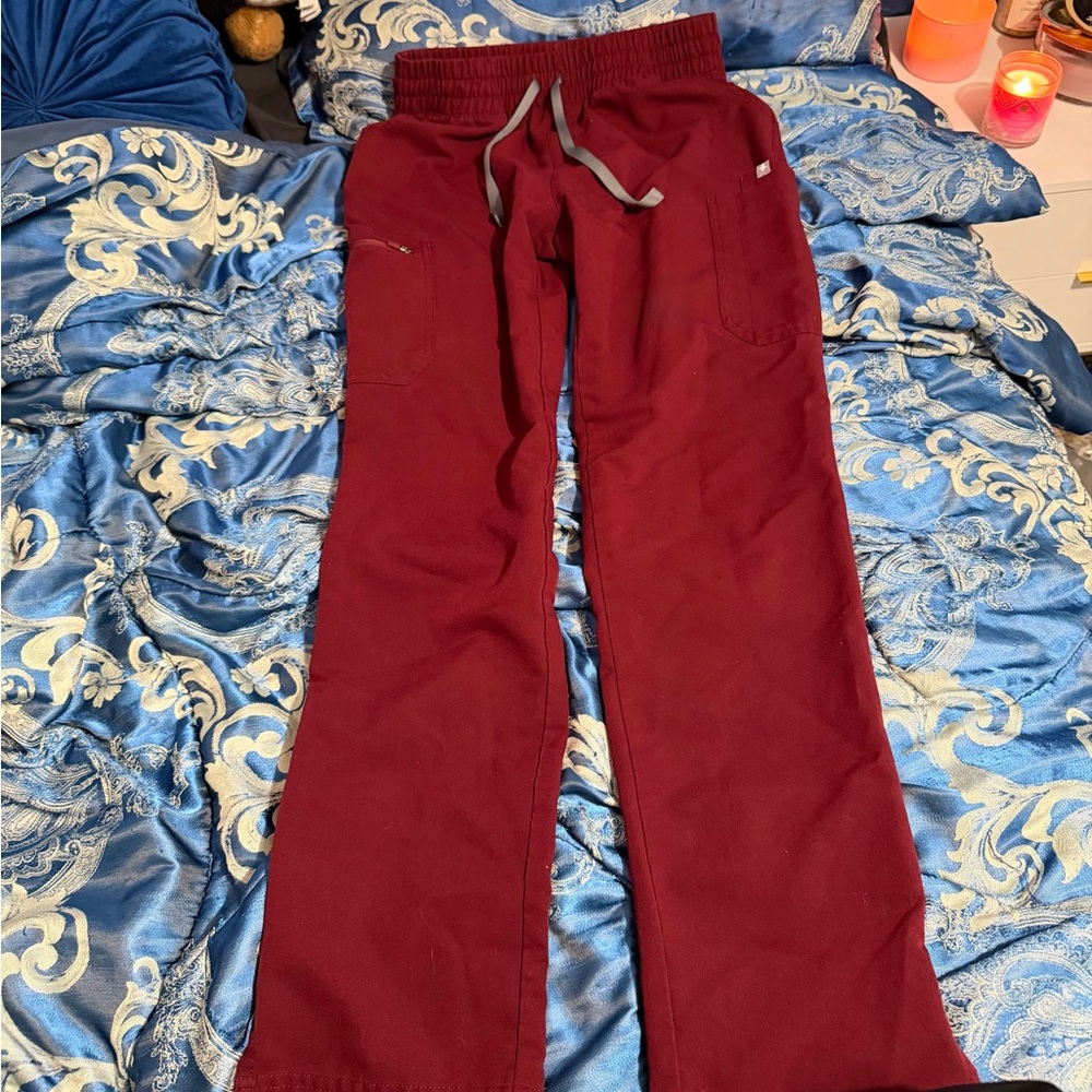 Figs Maroon Technical Collection Pants